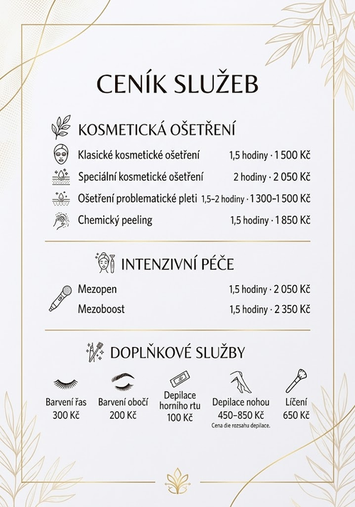 Ceník služeb Studio La Manga